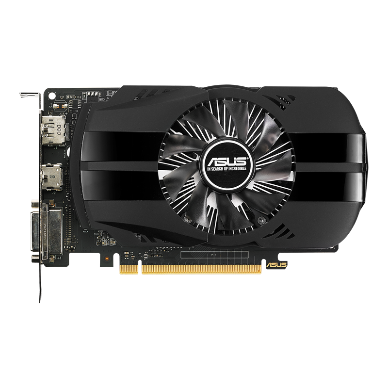 Phoenix GeForce GTX 1050 graphics card, front view 