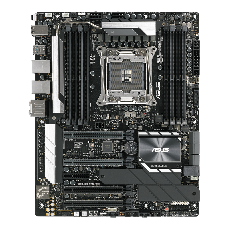 WS C422 PRO/SE motherboard, front view 