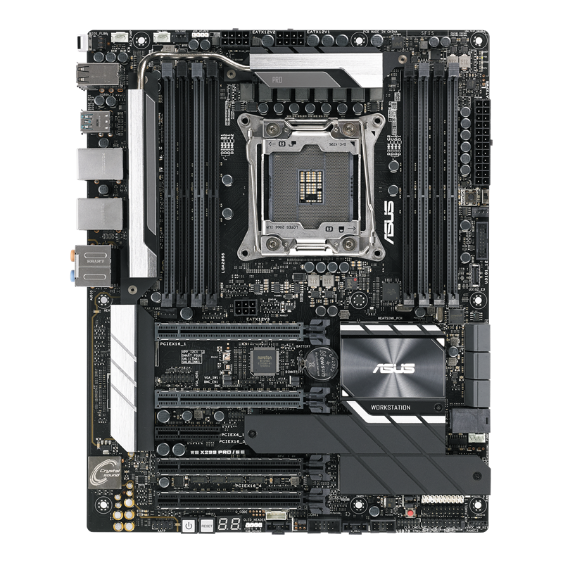 WS X299 PRO/SE motherboard, front view 