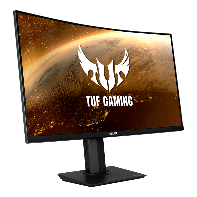 TUF Gaming VG32VQ, front view, tilted 45 degrees