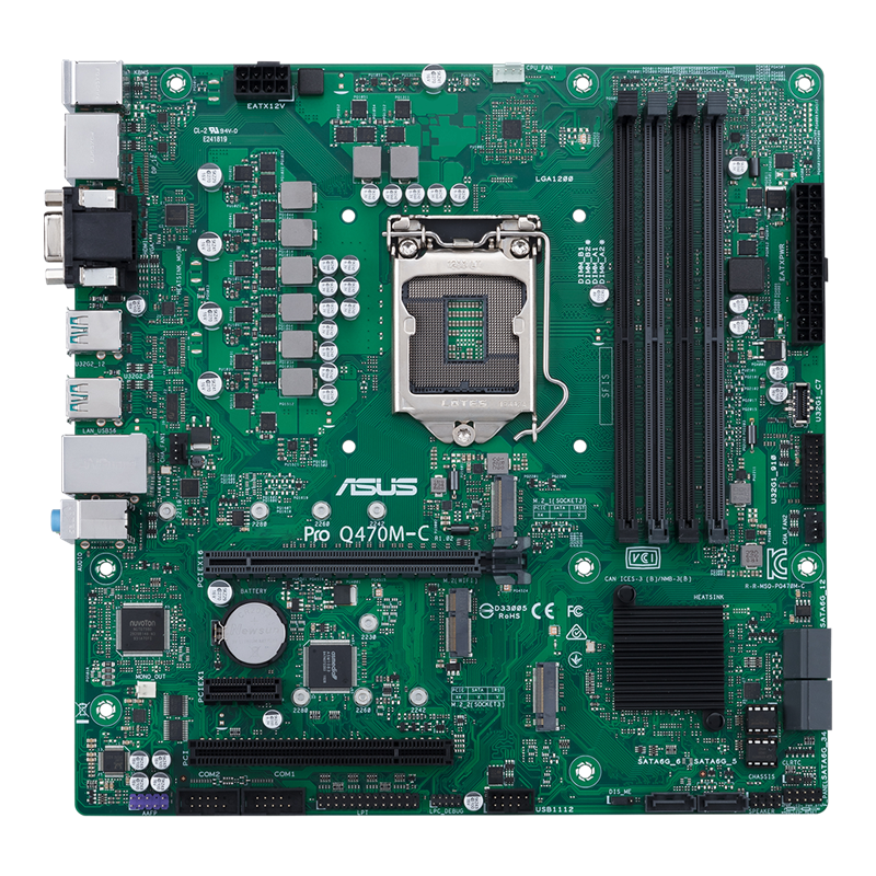 Pro Q470M-C/CSM motherboard, front view 