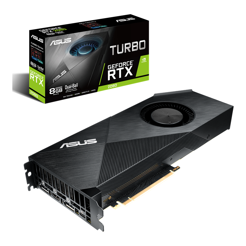ASUS Turbo GeForce RTX 2080 8GB GDDR6 Packaging and graphics card