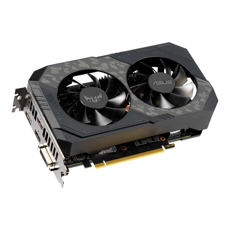 ASUS TUF Gaming GeForce GTX 1660 Ti OC edition 6GB GDDR6 graphics card, front angled view