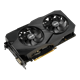 Dual series of GeForce RTX 2060 SUPER EVO V2 graphics card, front angled view, highlighting the fans, I/O ports