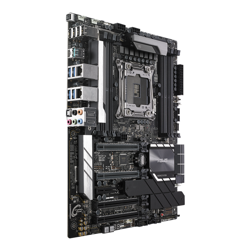 WS X299 PRO motherboard, right side view 