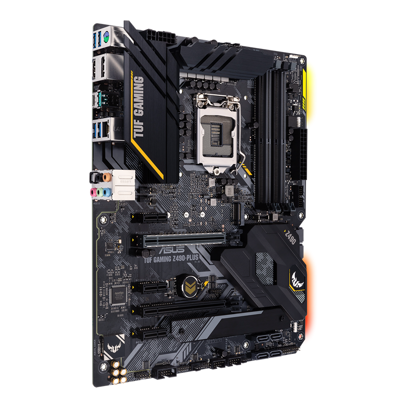 TUF GAMING Z490-PLUS front view, 45 degrees