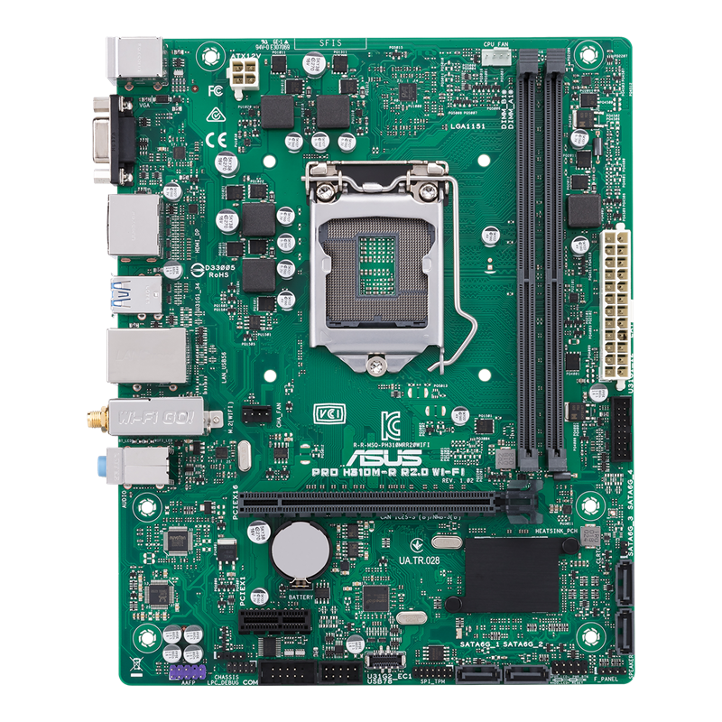 PRO H310M-R R2.0 WI-FI motherboard, front view 