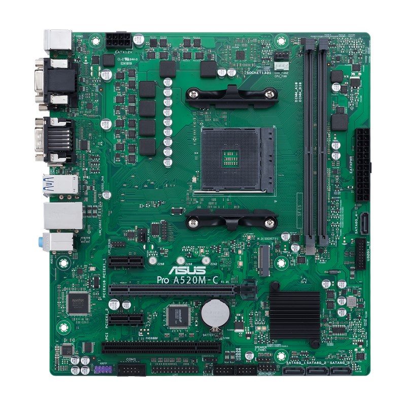 Pro A520M-C/CSM motherboard, front view 