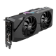 Dual series of GeForce RTX 2060 SUPER EVO Advanced edition graphics card, angled top down view, highlighting the fans, I/O ports