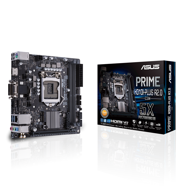 PRIME H310I-PLUS R2.0/CSM motherboard, packaging and motherboard