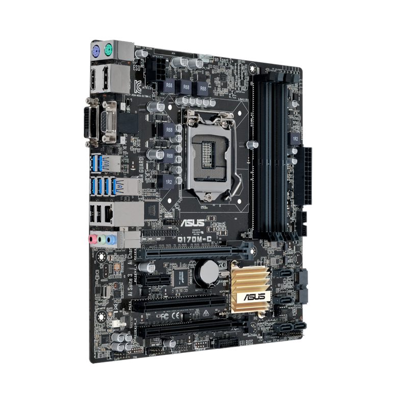 Q170M-C/CSM motherboard, right side view 