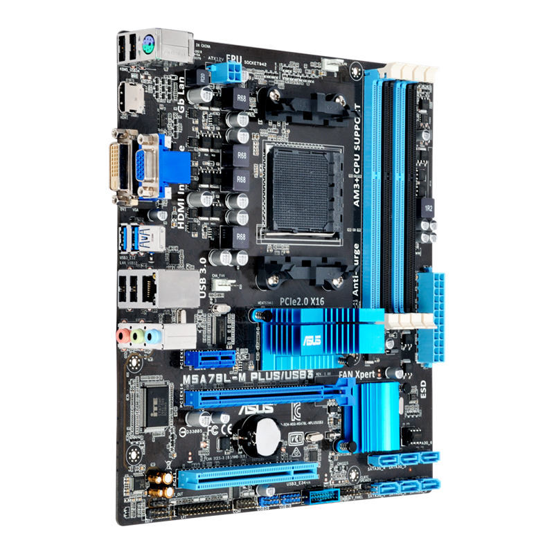 M5A78L-M PLUS/USB3 motherboard, right side view 