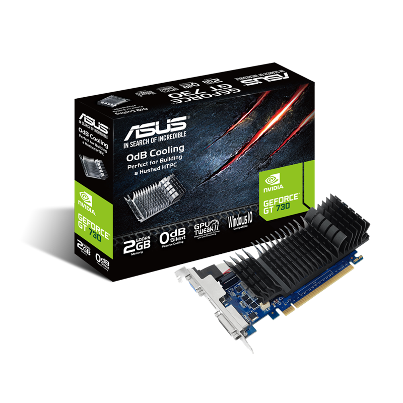 ASUS GeForce GT 730 packaging and graphics card