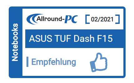 2021 Asus TUF Dash F15 FX516 - compact 15-inch notebook with Tiger Lake H  35W and RTX 3060/3070