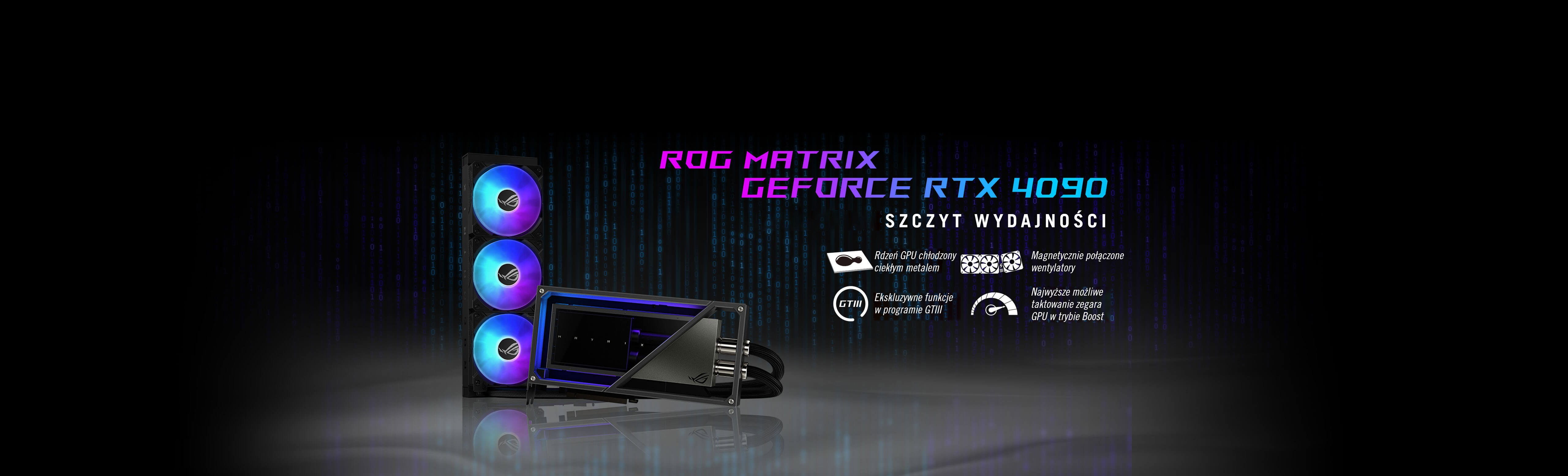 Karta graficzna ROG Matrix GeForce RTX™ 4090 z tłem Ada Lovelace