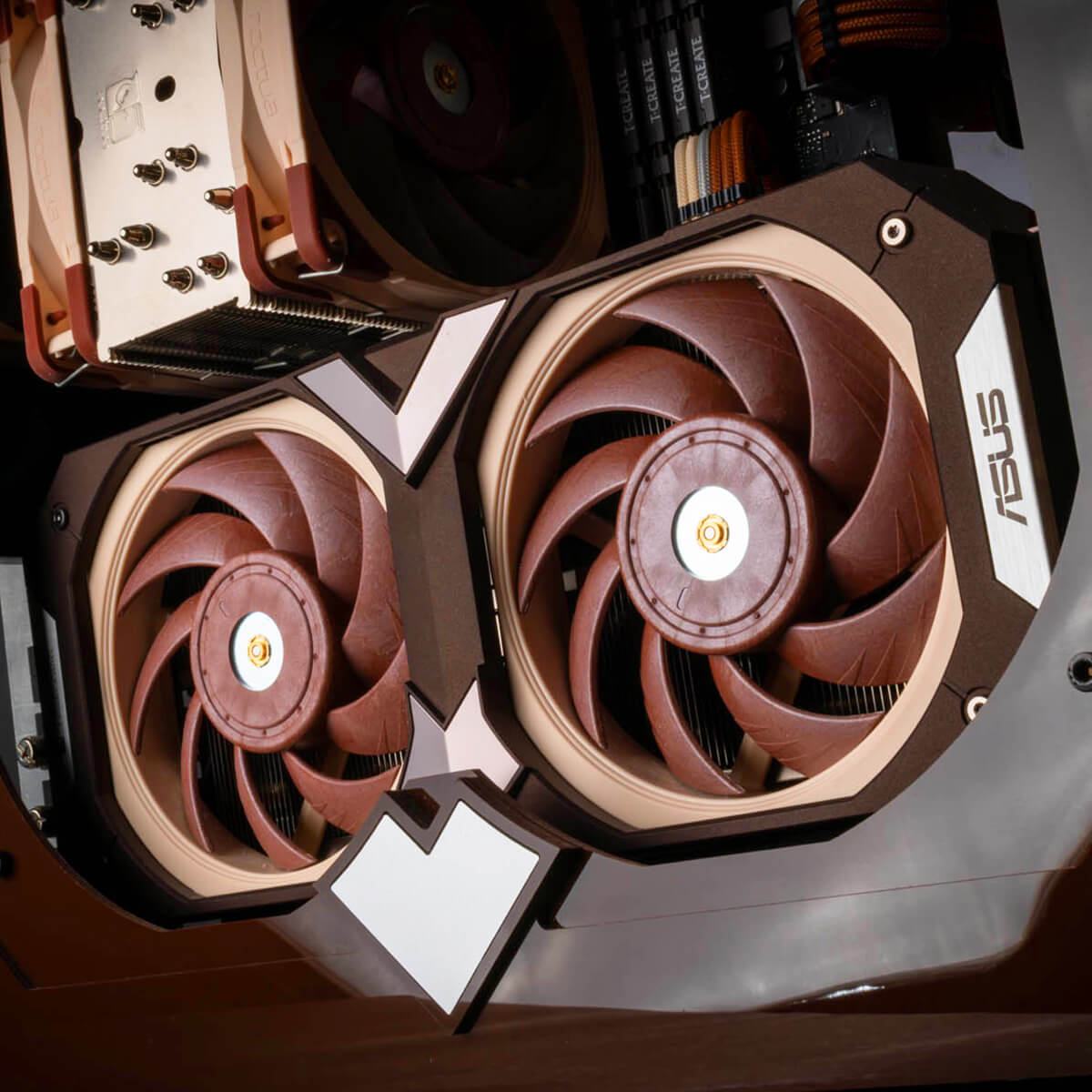 Close-up front view of Noctua Dual graphics card