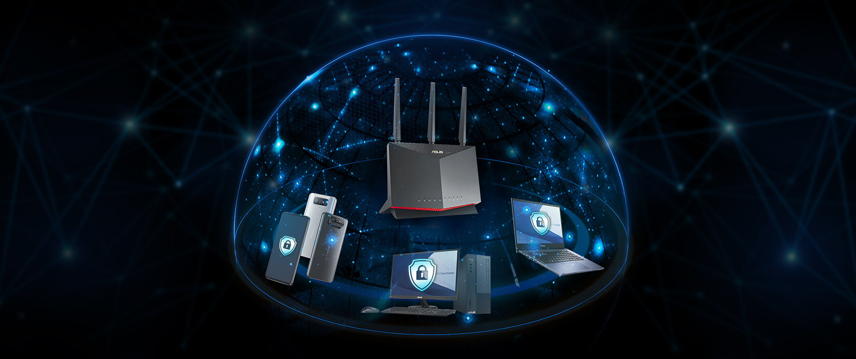 De meeste ASUS-routers zijn voorzien van AiProtection-technologie, aangedreven door Trend Micro™, die ervoor zorgt dat elk apparaat op uw bedrijfsnetwerk wordt beschermd