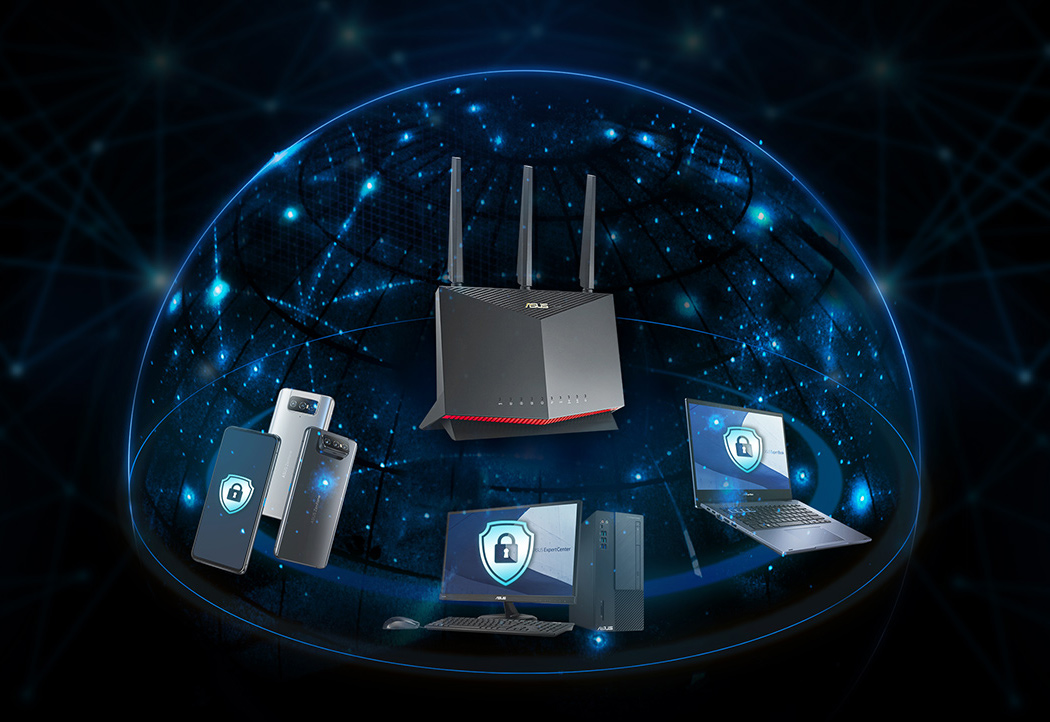 La maggior parte dei router ASUS include la tecnologia AiProtection di Trend Micro™, che garantisce la protezione di tutti i dispositivi della rete aziendale.