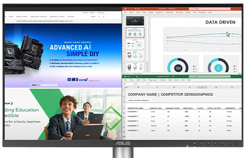 ASUS monitor productivity tools and multitasking workspace management