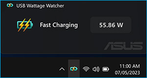 Capture d'écran de l'interface utilisateur du Wattage Watcher USB