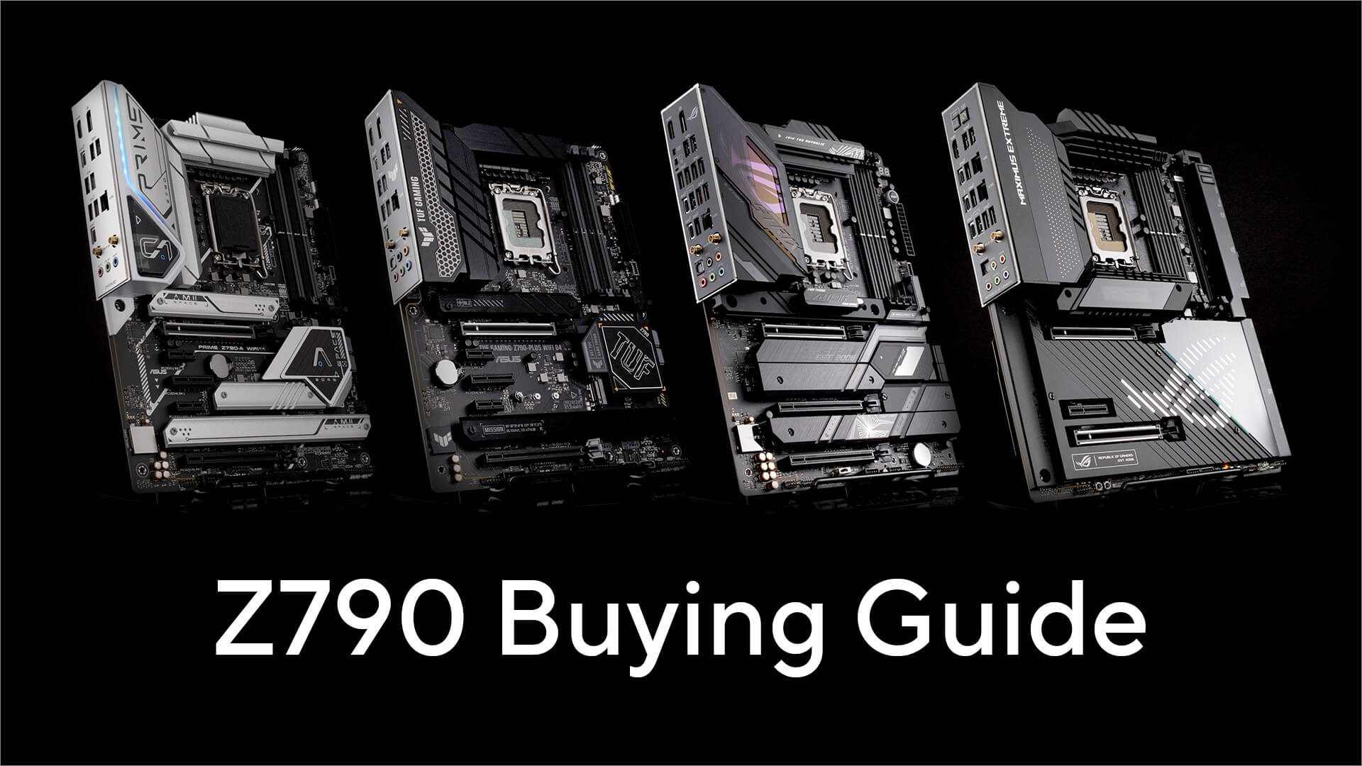 Image with four ASUS & ROG Z790 motherboards