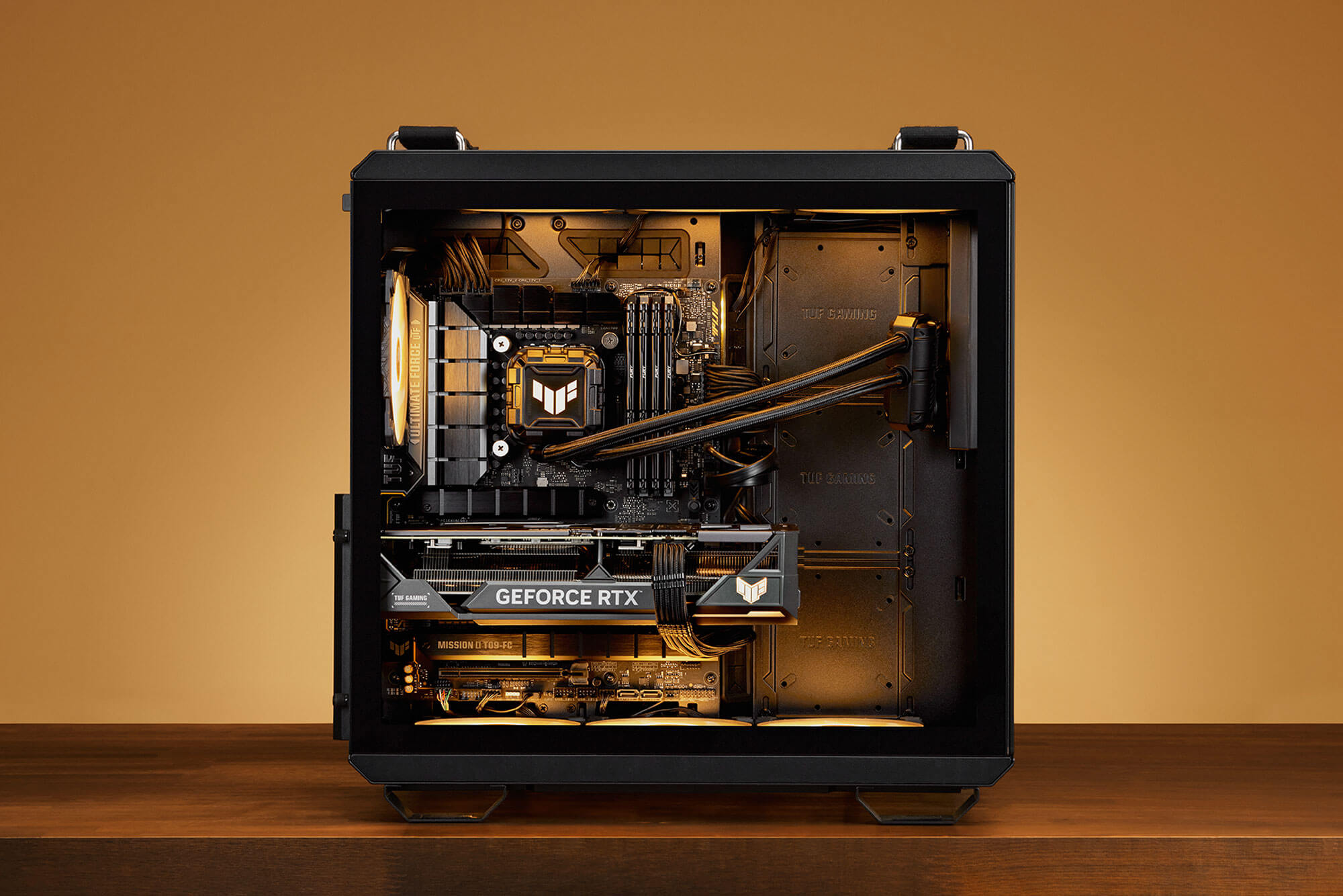 45-degree angle photo of the TUF as Nails PC build.