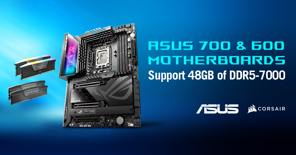 Image with ASUS motherboards and Corsair DRAM