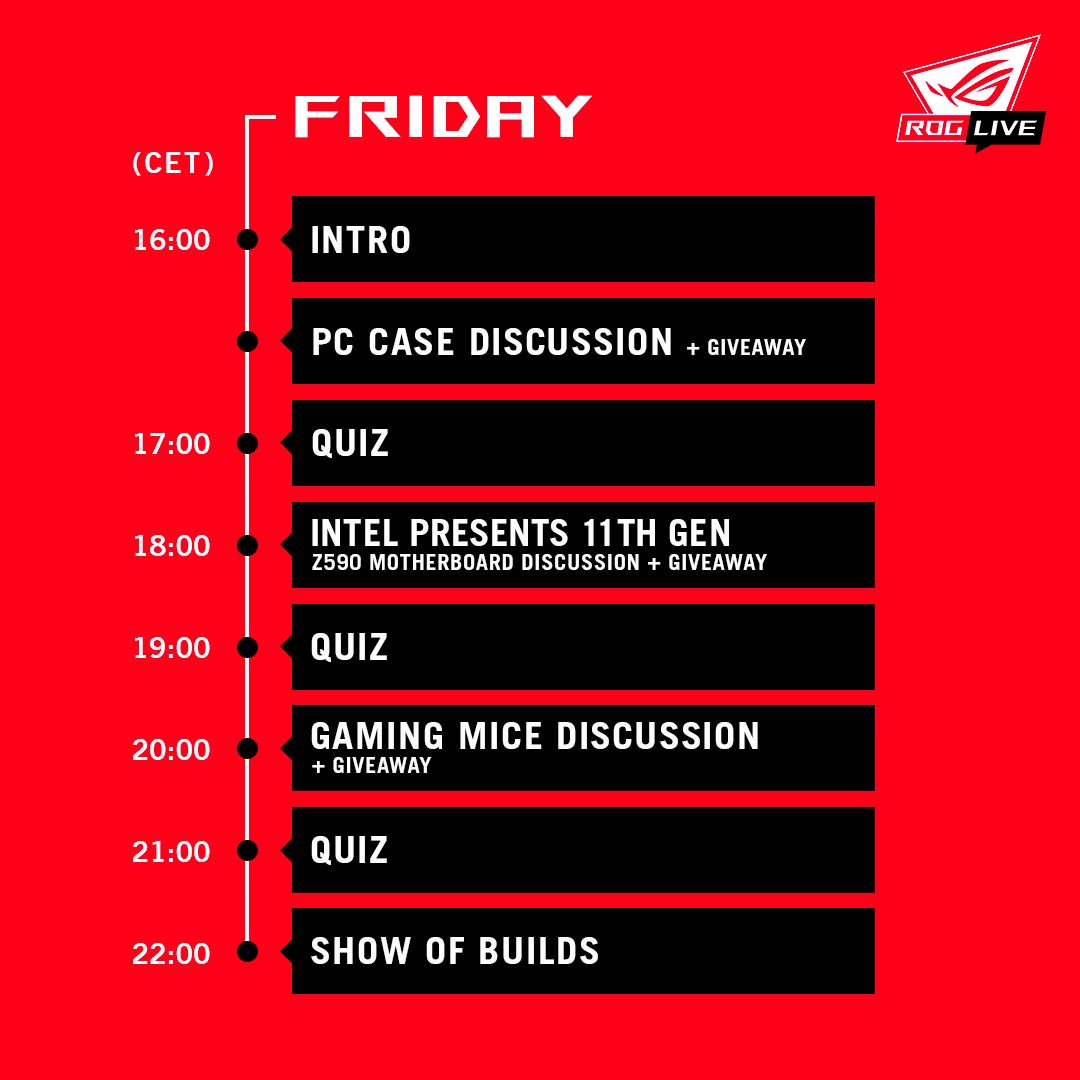 ROG LIVE schedule - Friday