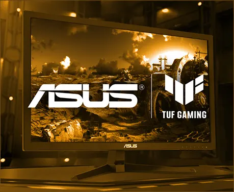 Monitor displays with TUF Gaming logo