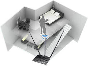 RT-N14UHP with detachable high-gain 9dBi antennas for boosted wireless range