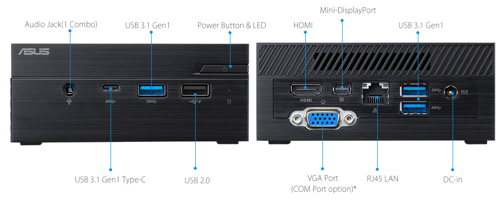 ASUSPRO PN40-Business mini PC- hdmi- USB 3.1- serial port and ASUSPRO PN40-Business mini PC-ODD-Wirelss Antenna